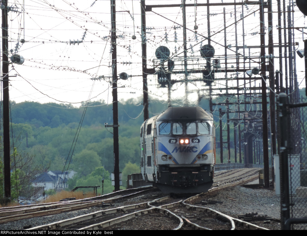 MARC train crossing over 